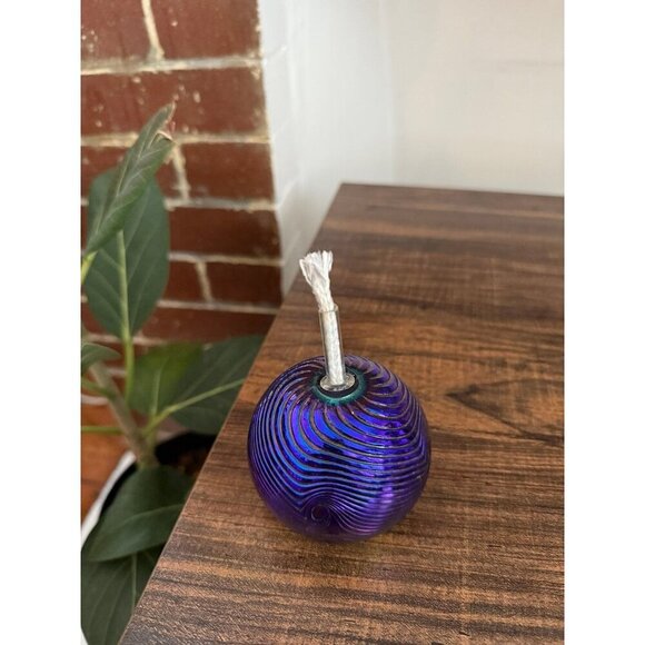 Iridescent Glass Oil Lamp with Wick - Picture 2 of 10